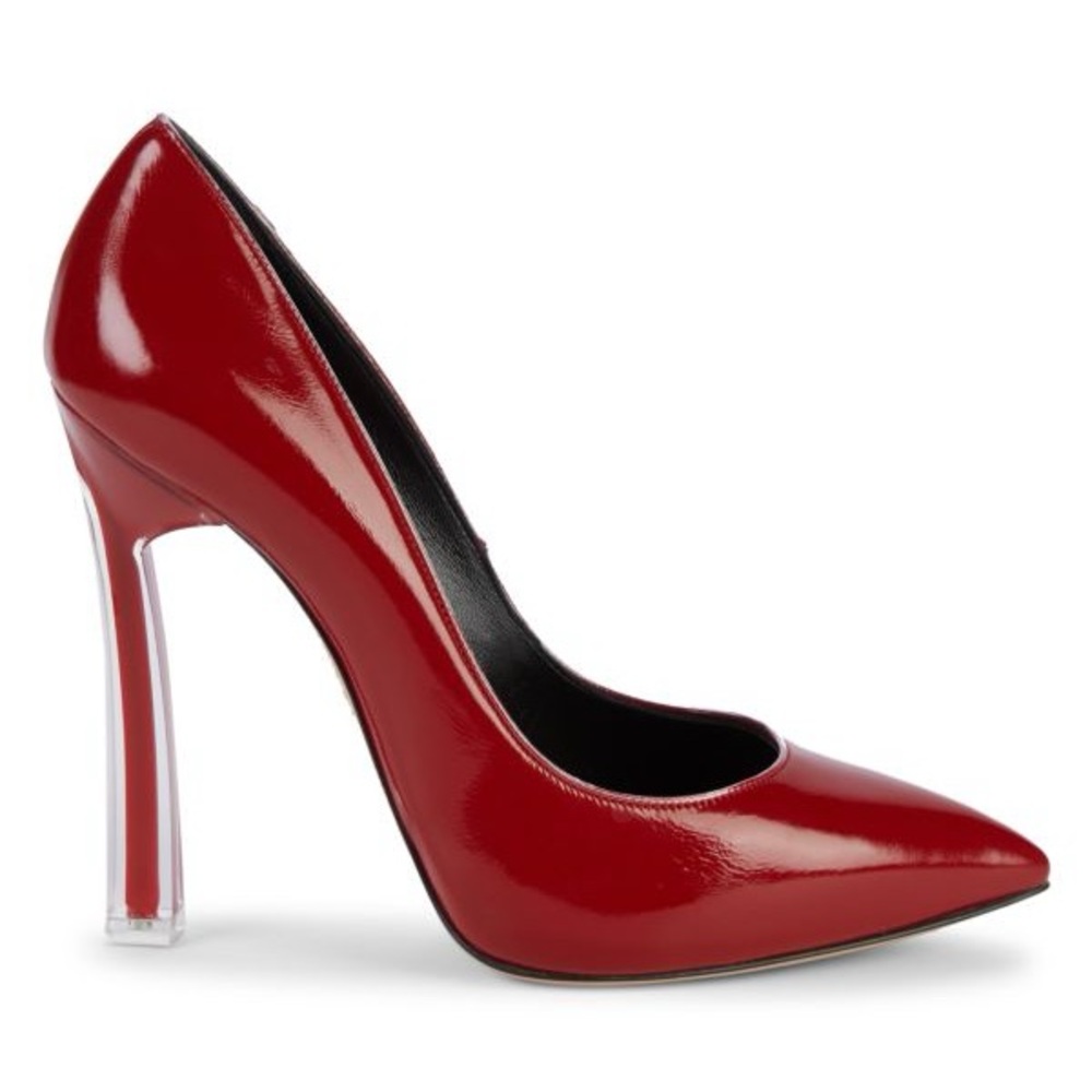 Casadei red patent leather high heel pumps with acrylic blade heel Sz 40 NWOB - Picture 9 of 9